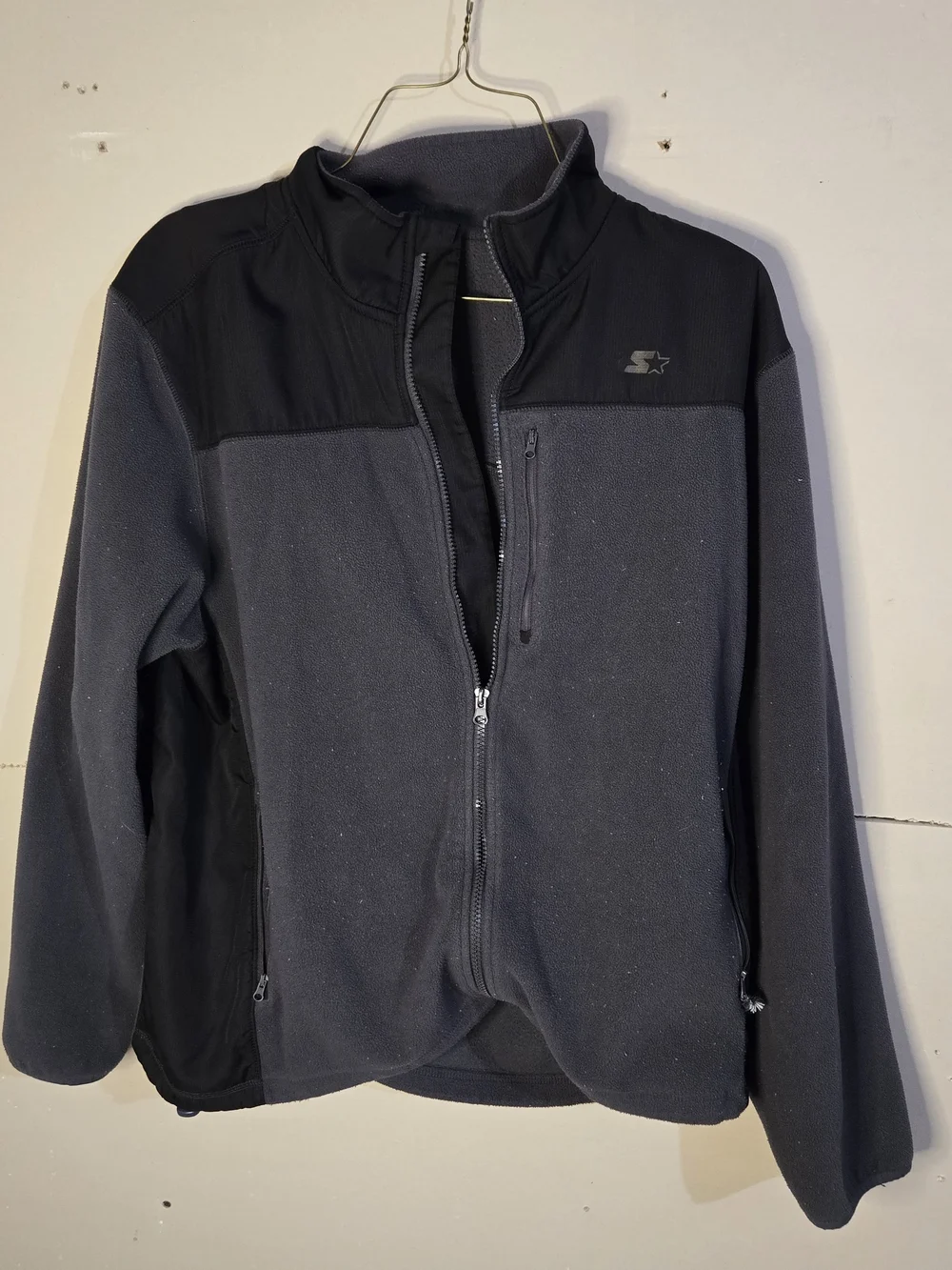 Starter Men’s Black/Gray Colorblock Full-Zip Fleece Track Jacket L 42-44 RN52465